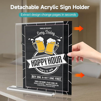 Yeahjiae 3 Pack T-Shaped Acrylic Sign Holder 8.5 x 11, Double Sided Clear Stand - Image 6