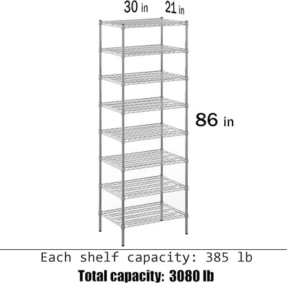 Regal Altair 21" Deep x 30" Wide x 86" Height Wire Shelving Kit | 8-Tier | NSF - Image 3