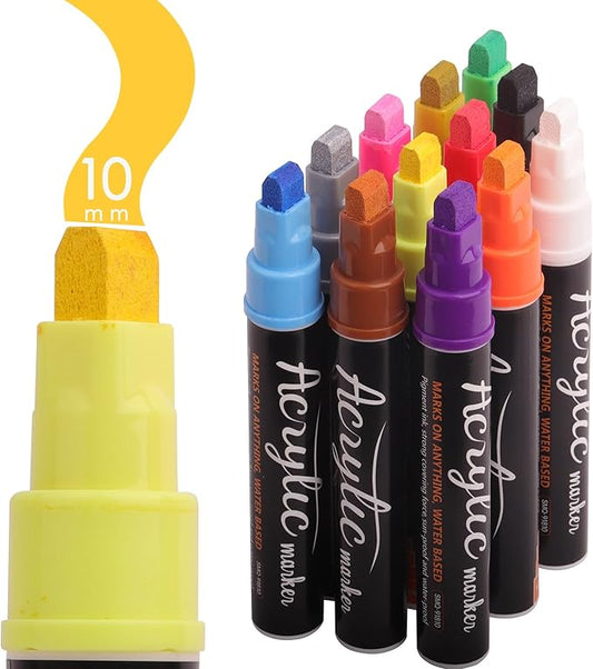 VIANZE Jumbo 12Colors Markers, Acrylic Paint Pens, 10mm Felt Tip Jumbo Poster by VIANZE