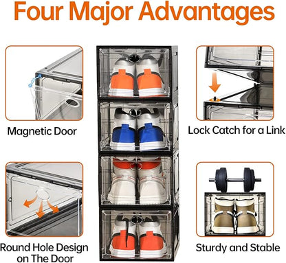 Amllas 12 Pack Shoe Boxes Stackable, Upgraded Sturdy Shoe Storage Boxes - Image 4