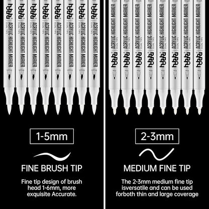 hhhouu 17Pack Dual Tip Black & White Brush Pens- Fineliner & Highlighting Set - Image 5