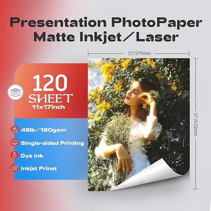 HARTWII 120 Sheets Matte Presentation Paper 11x17 48lb 180gsm Photo Paper - Image 2