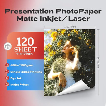 HARTWII 120 Sheets Matte Presentation Paper 11x17 48lb 180gsm Photo Paper - Image 2
