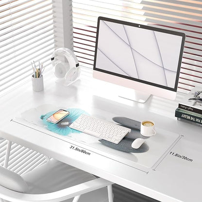 QIYI Desk Pad, Non-Slip PU Leather Desk Blotter Protector, Kids Floral Print - Image 2