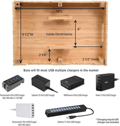 MobileVision Bamboo 12-Port Charging Station & Docking Organizer - Image 7