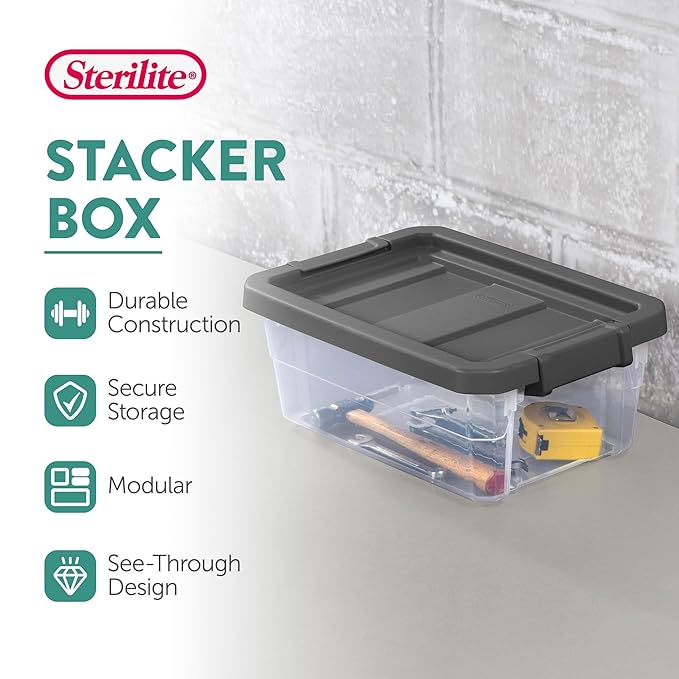 Sterilite 24-Pack Modular Stacker Box, Durable Clear Plastic Storage Bins - Image 2