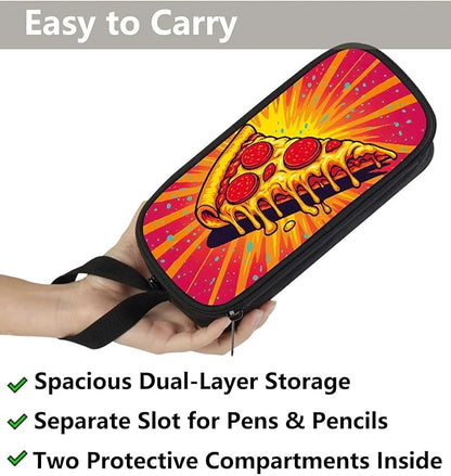 AnySmic Pizza Pencil Case for Boys Girls, Large Durable Pencil Pouch for Kids - Image 3