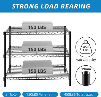 Guan River 3-Shelf Adjustable Metal Shelf Wire Shelving Unit Storage Rack - Image 4