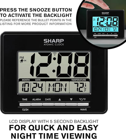 Sharp Atomic Desktop Clock – Auto Set Digital Alarm Clock - Image 3