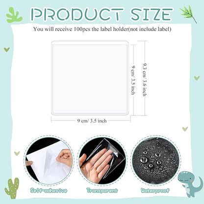Jeyiour 100 Pcs Label Holders Adhesive Nameplate Pockets Storage Bin Labels - Image 2