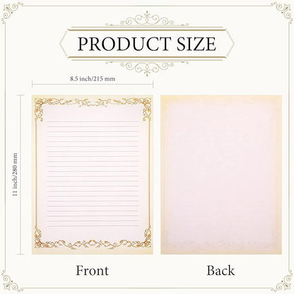 Sabary 200 Sheets Lined Stationary Writing Paper 8.5 x 11 Inch Fancy Vintage - Image 2