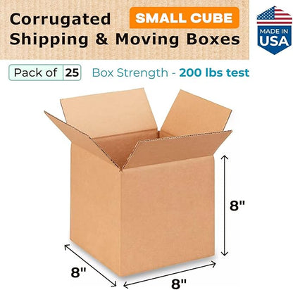 Small Cube Moving & Shipping Boxes 8"L x 8"W x 8"H - Image 2