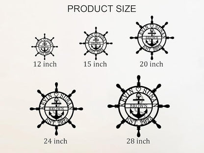 Personalized Wheel Ship Metal Sign, Custom Nautical Wall Decor, Custom Ship - Image 3