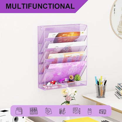 GDINDINFAN Wall File Organizer Holder Mesh Hanging Paper Document Holder - Image 6