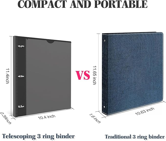 INFUN 1 Inch Telescoping 3 Ring Binder - Image 3