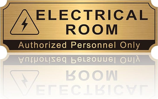 Electrical Room Sign for Business Door，Self-Adhesive Durable Brushed Gold by LUHIMO