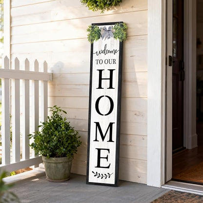 Double-sided Welcome to Our Home Wooden Sign Stand - Image 8