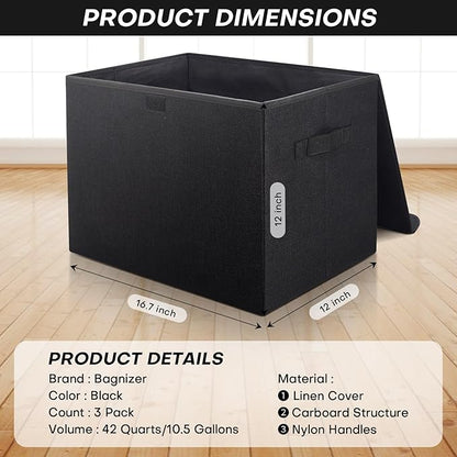 Bagnizer Large 17" 42 Quarts Collapsible Stackable Storage Bins - Image 2