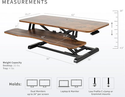 VIVO 42 inch Desk Converter, K Series, Height Adjustable Sit to Stand Riser - Image 3