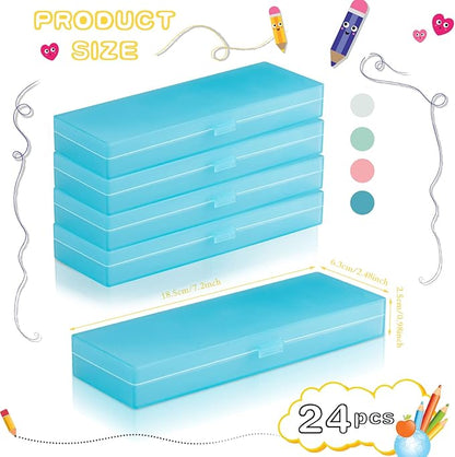 Fainne 24 Pcs Plastic Pencil Case Bulk Pencil Boxes Plastic Stationery Case - Image 2
