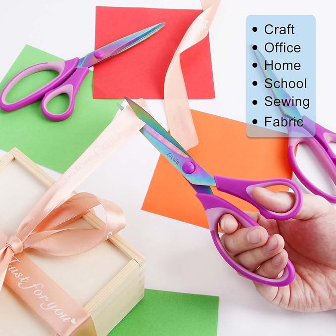 Zicolu 8.5" Scissors All Purpose, Titanium Coating Sharp Blade, Soft - Image 2