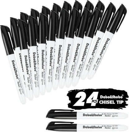 Dabo&Shobo Dry Erase Markers 24 Pack, Low Odor Black Whiteboard Markers - Image 2