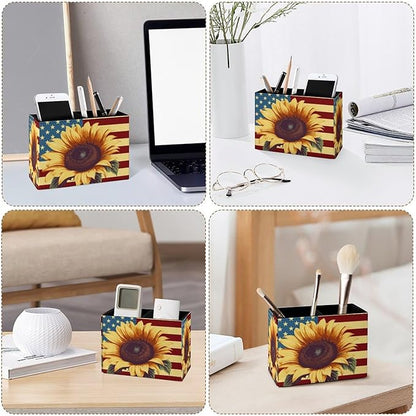 Famame Sunflower on American Flag Pencil Holder - Image 4
