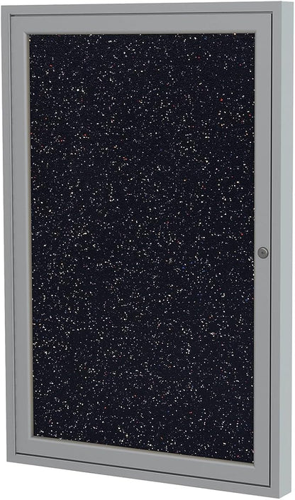 Ghent 36"x36" 1-Door indoor Enclosed Recycled Rubber Bulletin Board, Shatter by Ghent