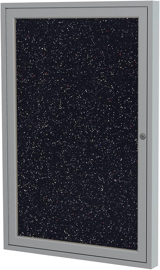 Ghent 36"x30" 1-Door indoor Enclosed Recycled Rubber Bulletin Board, Shatter by Ghent