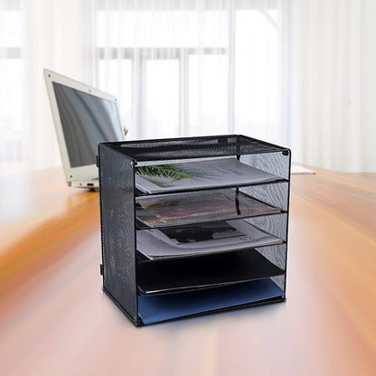 EASEPRES 5 Slot Mesh Desk Organizer Tray, File Paper Letter Folder Holder - Image 8
