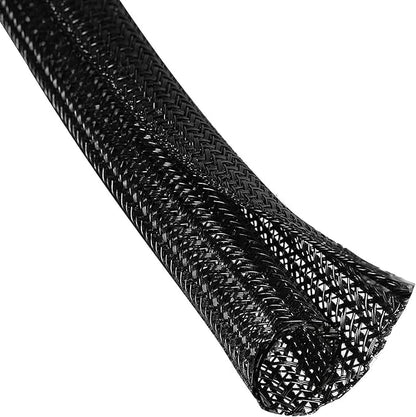 QCSIW 25ft – 1" Split Braided Cable Sleeve – Self-Wrapping Wire Loom Cord by QCSIW