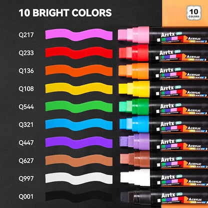 Arrtx 10-Piece Jumbo Acrylic Paint Markers, 15mm Felt Tip, Waterproof, DIY - Image 3