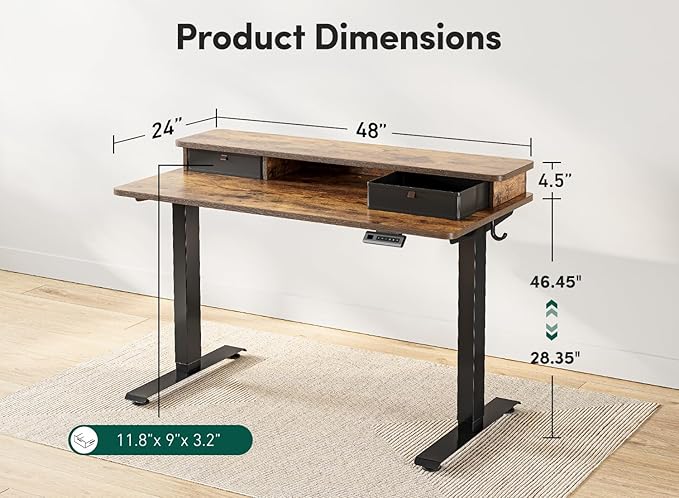 FEZIBO 48 x 24 Inch Height Adjustable Electric Standing Desk - Image 3