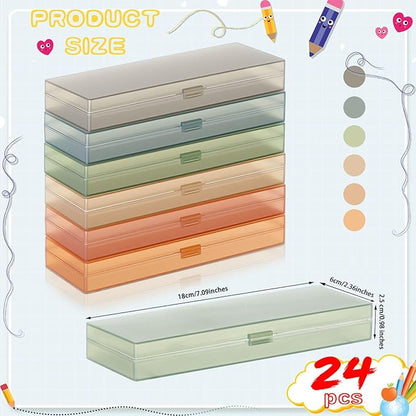 Fainne 24 Pcs Plastic Pencil Case Bulk Pencil Boxes Plastic Stationery Case - Image 2
