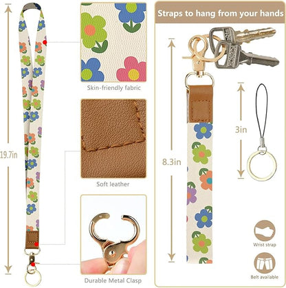 bolimoss 2-in-1 ID Badge Holder & Lanyard Wallet, Cute Floral Lanyard - Image 3