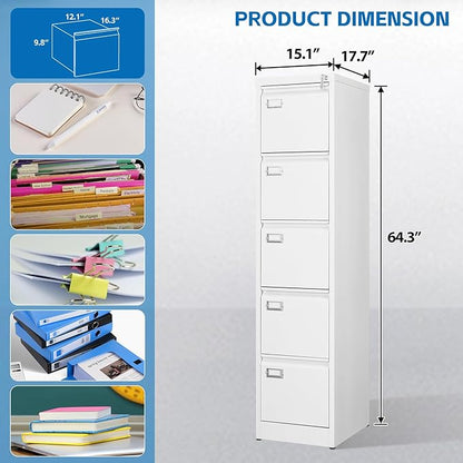 BYNSOE 5 Drawer File Cabinet - Image 3