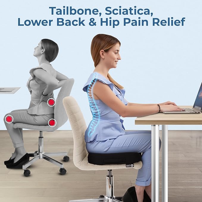5 STARS UNITED Seat Cushion for Tailbone Pain Relief – Memory Foam Cushion for - Image 2