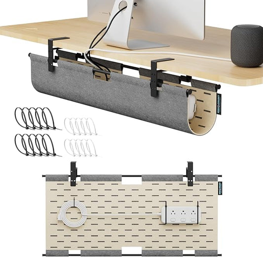 2-in-1 Under Desk Cable Management Tray & Privacy Panel, Dual-Sided Felt Cord by ERGOCOLLECT