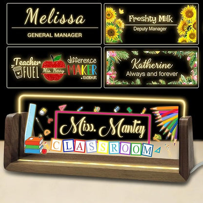 Personalized Light Up Acrylic Desk Name Plate Custom LED Name Plate by WBgjsnklbnl