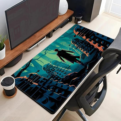 Mechanical Cattle Adventure Anime Desk Pad Mat Game Playmat Black Mousepad - Image 4
