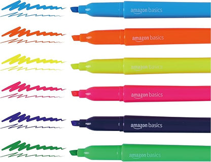 Amazon Basics Highlighters, Fluorescent Ink, Chisel Tip, School Supplies - Image 6