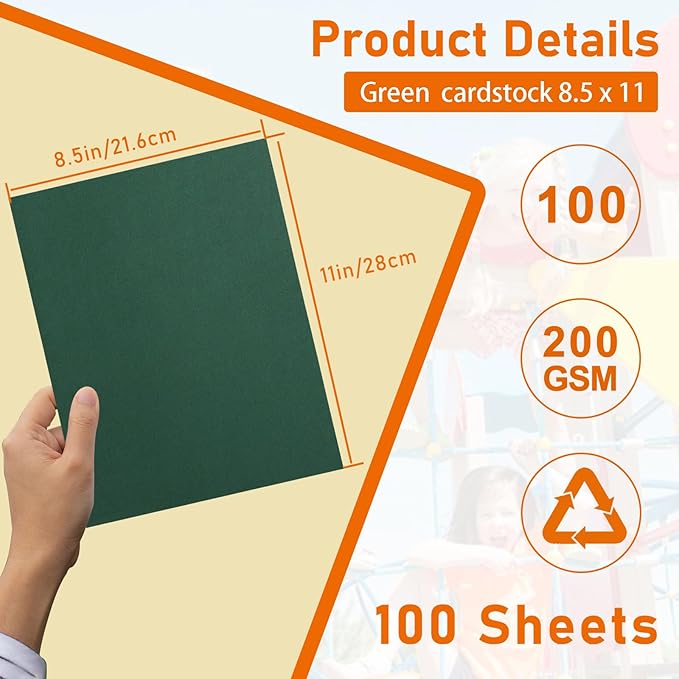 100 Sheets Dark Green Cardstock 8.5 x 11 Scrapbooking Paper, 75lb Heavyweight - Image 2
