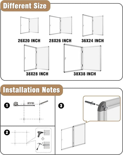Mifuro 38"x28" Enclosed Bulletin Board, Lockable Weather-Resistant Aluminum - Image 4