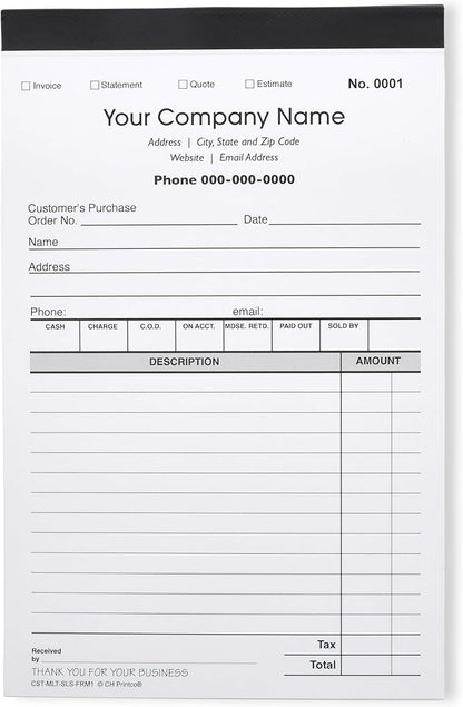 Custom Sales, Personalized Multipurpose Duplicate Carbonless Form - Image 4