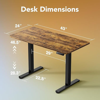 HUANUO 43 x 24 inch Electric Standing Desk Adjustable Height, 4 Memory Height - Image 3