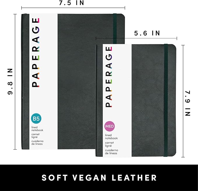 PAPERAGE Softcover Lined Journal Notebook, 176 Pages, Large B5 College Ruled - Image 2