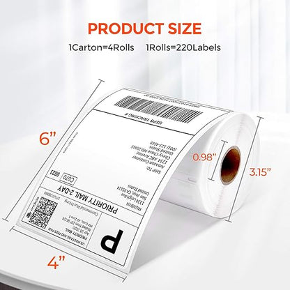 MUNBYN 4"x6" Direct Thermal Shipping Labels, Perforated Postage Paper Compatible - Image 2