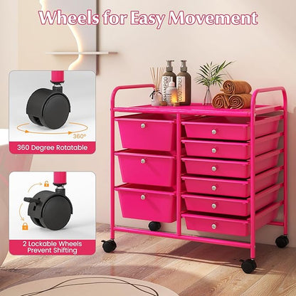 LDAILY 9 Drawer Rolling Storage Cart, Rolling Cart - Image 5