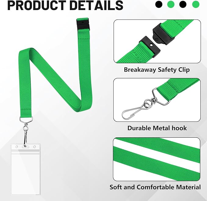 12-Pack Green Breakaway Lanyards - Image 6