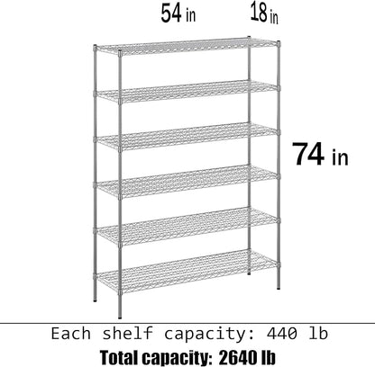 Regal Altair 18" Deep x 54" Wide x 74" Height Wire Shelving Kit | 6-Tier | NSF - Image 3